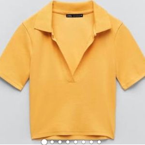 zara ribbed collared tee